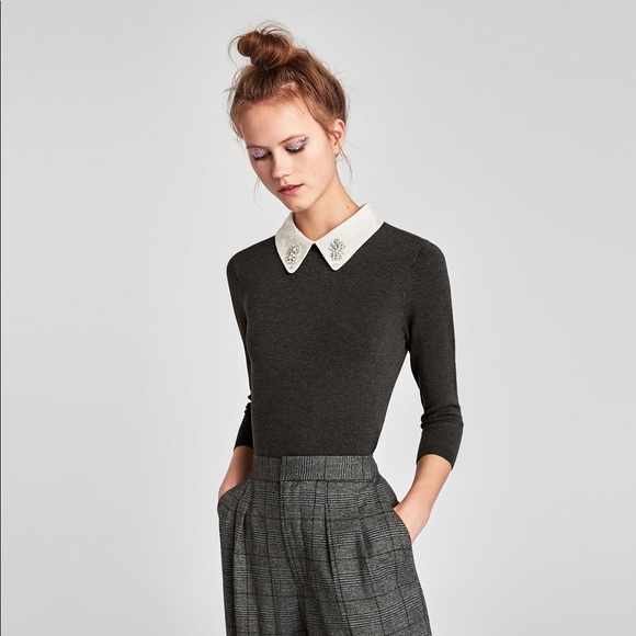 Zara | Sweaters | Zara Bejeweled Collar 